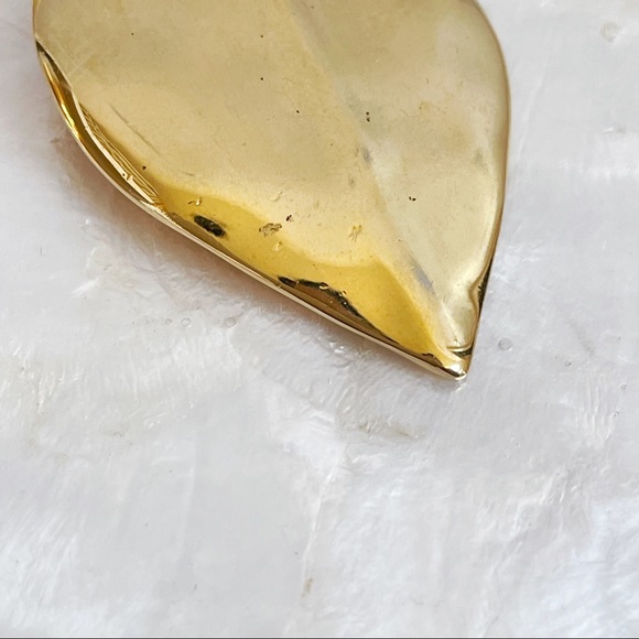 Gold Tone Rolo Chain Long Leaf Pendant Necklace - Picture 7 of 12